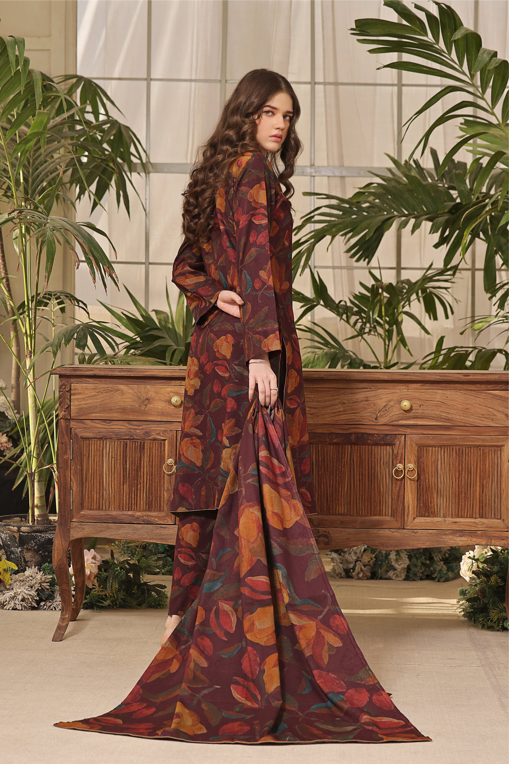 STITCHED 3PC DHANAK PRINTED WITH PRINTED SHAWL-   BREEZE