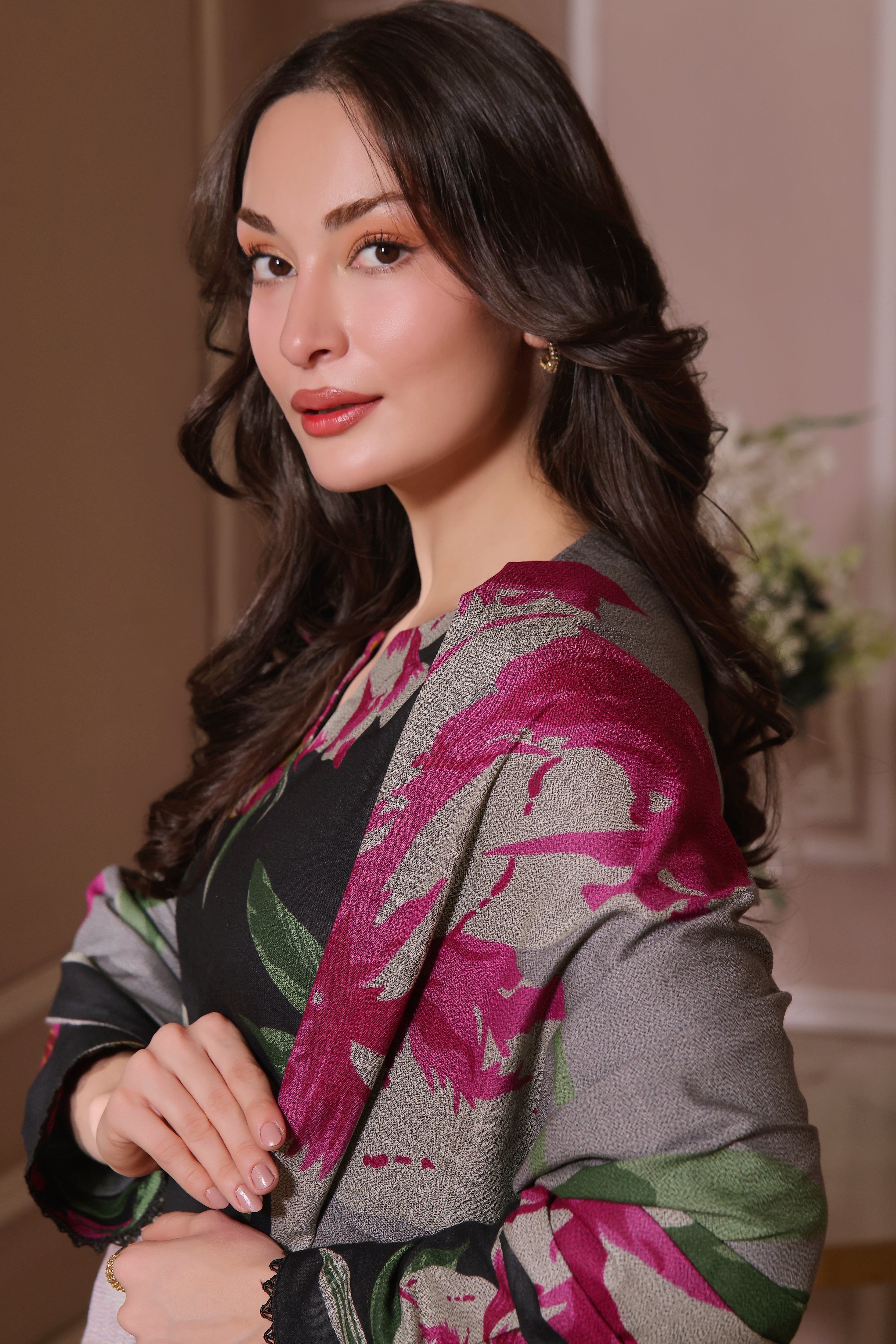 STITCHED 3PC DHANAK PRINTED WITH PRINTED SHAWL-  GYPSY MOON