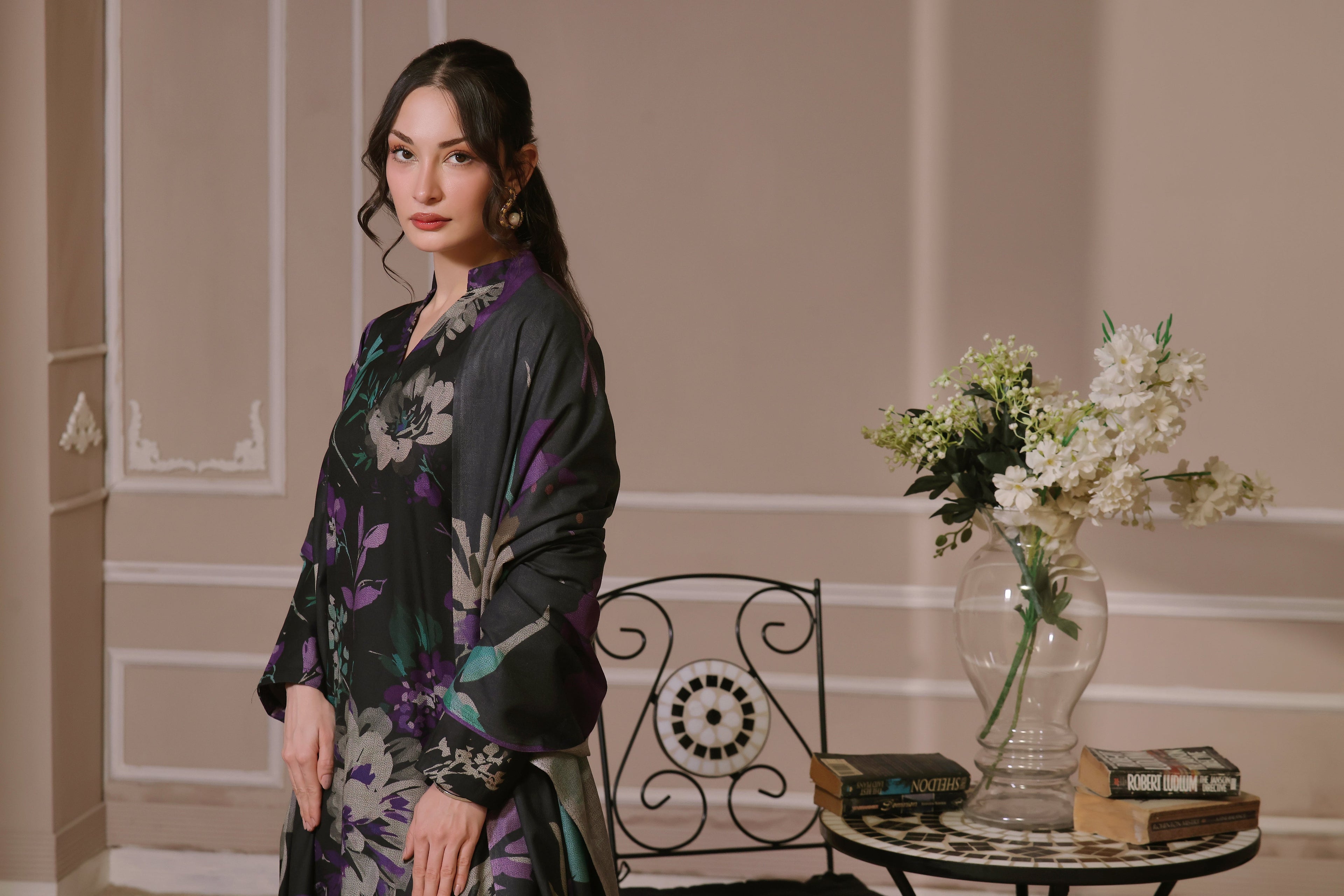 STITCHED 3PC DHANAK PRINTED WITH PRINTED SHAWL- COASTL VIBE