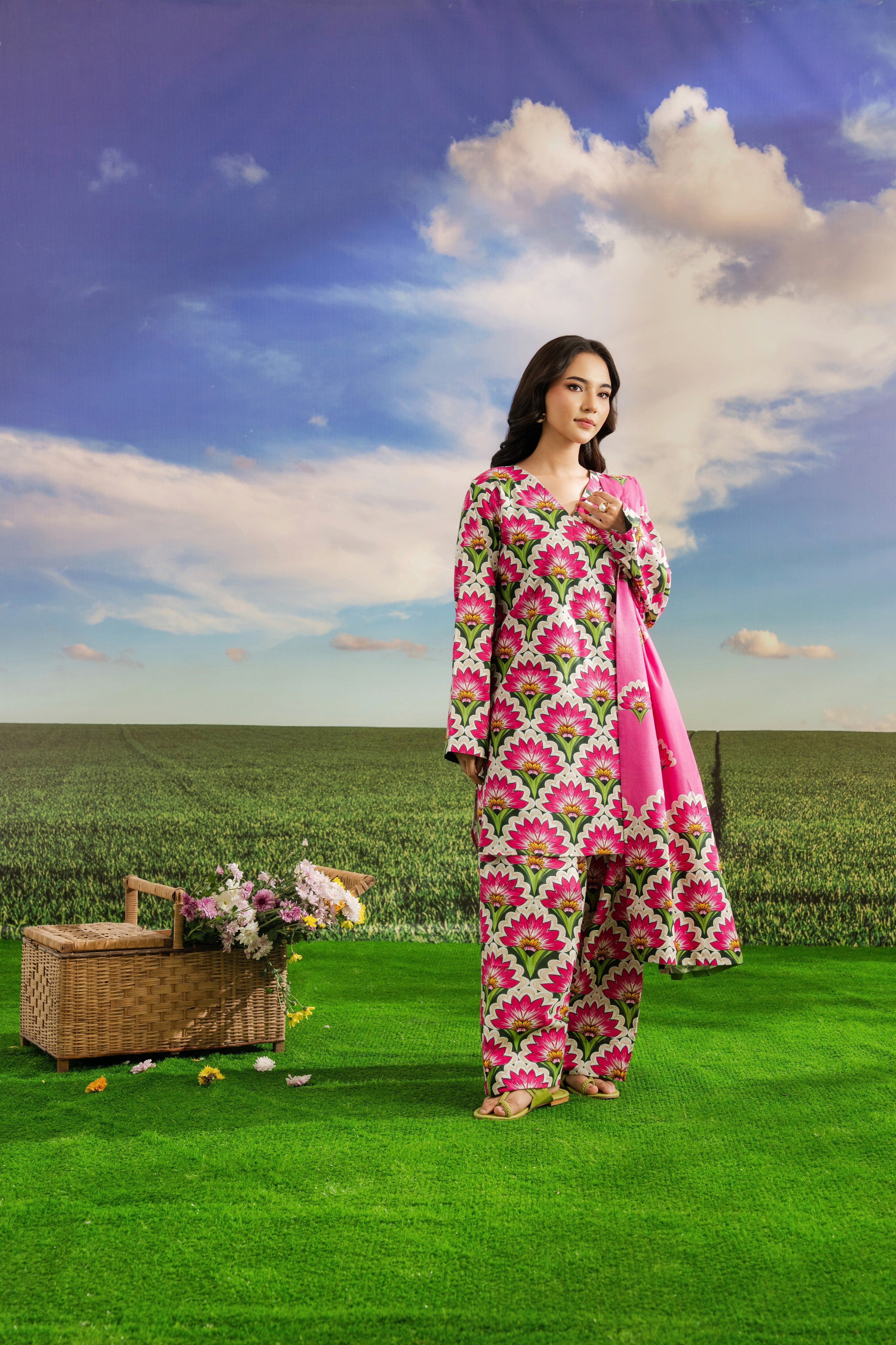 STITCHED 3PC KHADDAR PRINTED WITH PRINTED SHAWL- BLISKEN