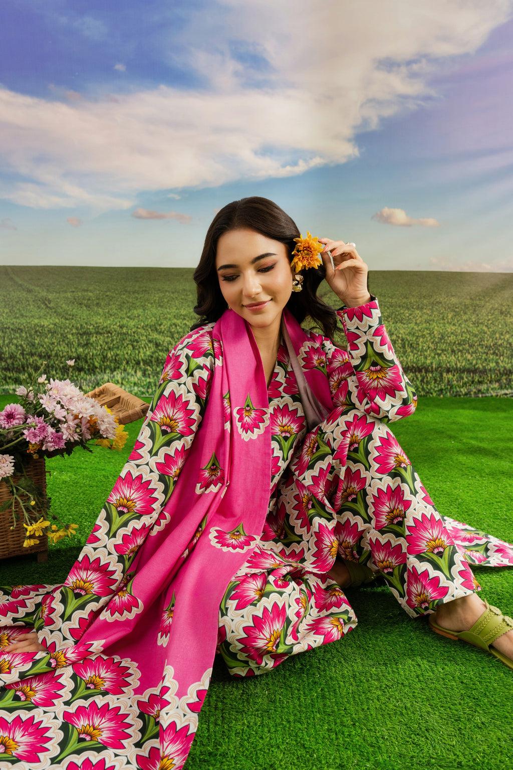STITCHED 3PC KHADDAR PRINTED WITH PRINTED SHAWL- BLISKEN