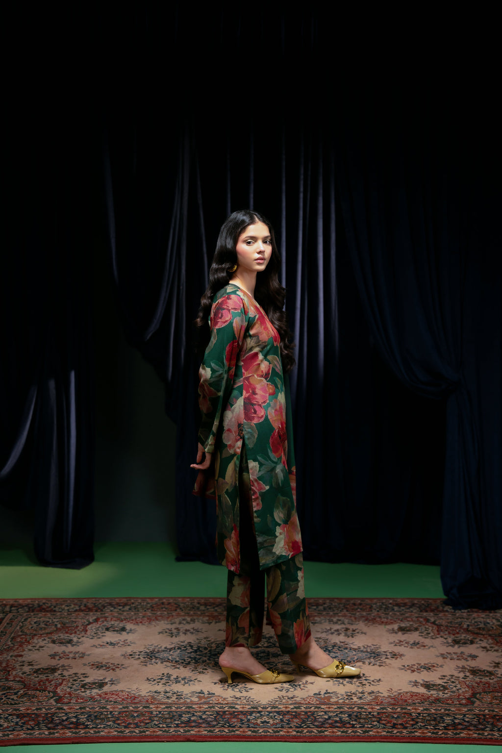 STITCHED 3PC DHANAK PRINTED WITH PRINTED SHAWL- NAZNEEN