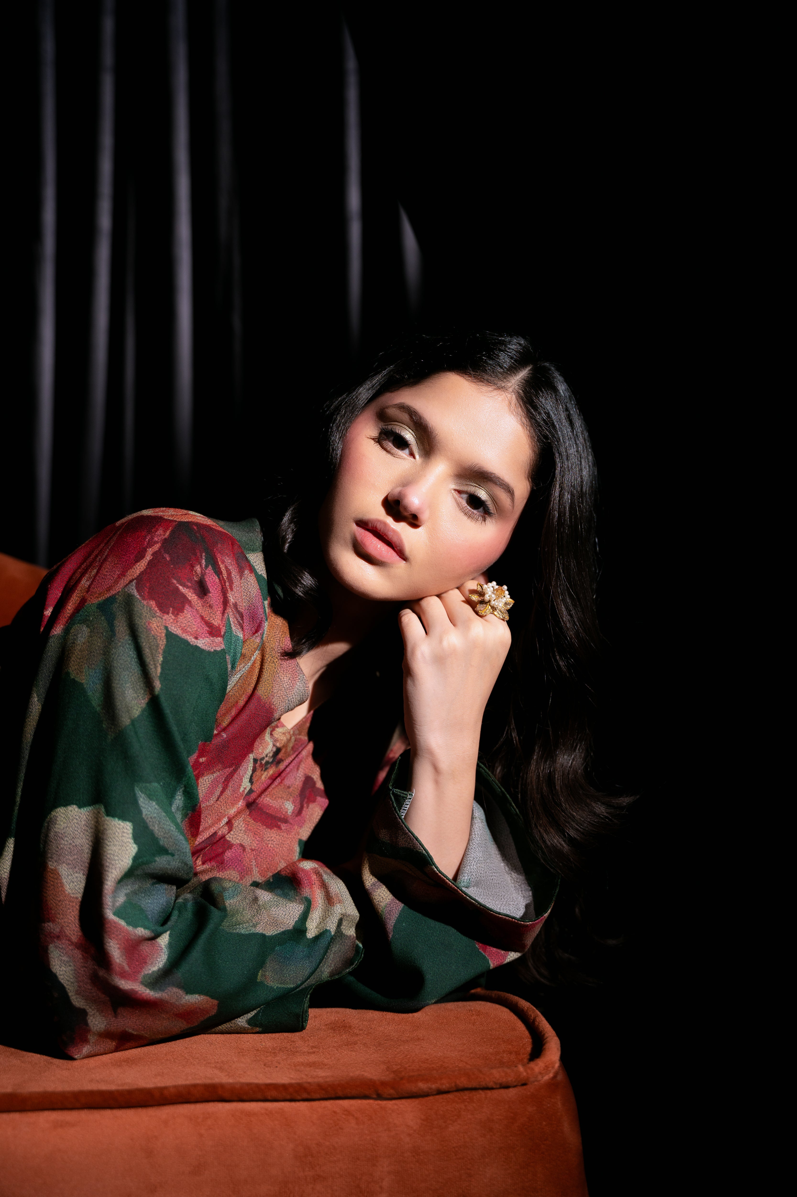 STITCHED 3PC DHANAK PRINTED WITH PRINTED SHAWL- NAZNEEN