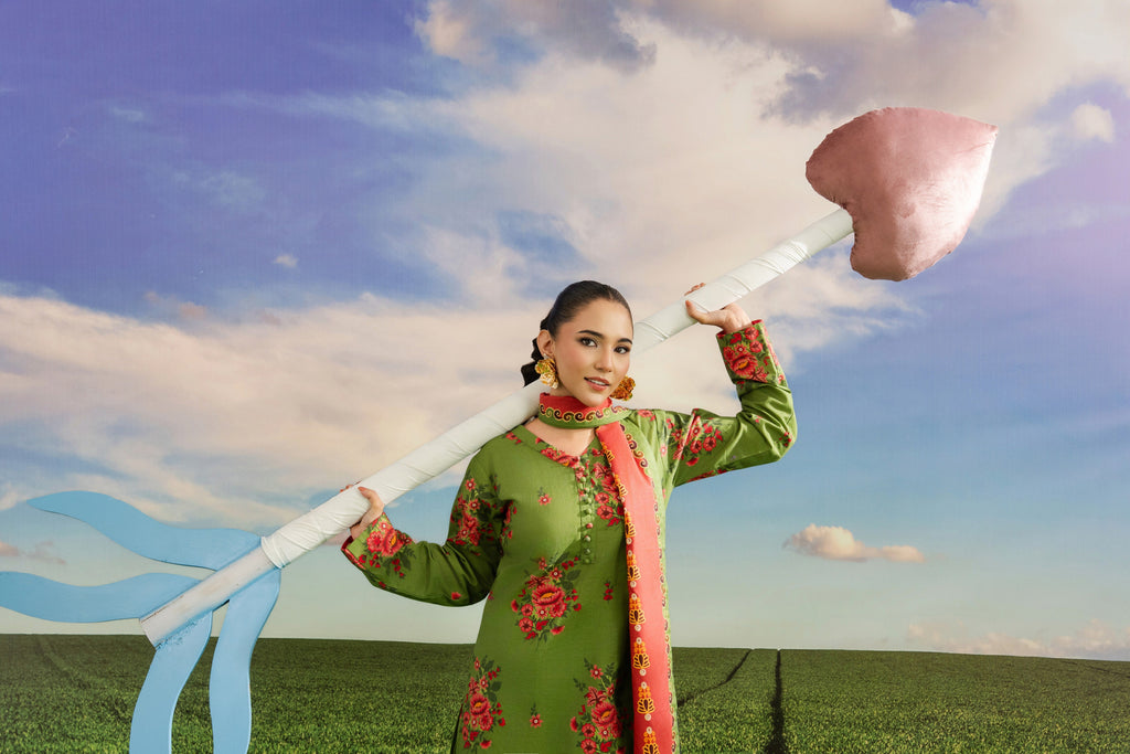 STITCHED 3PC KHADDAR PRINTED WITH PRINTED SHAWL-   ELORIA