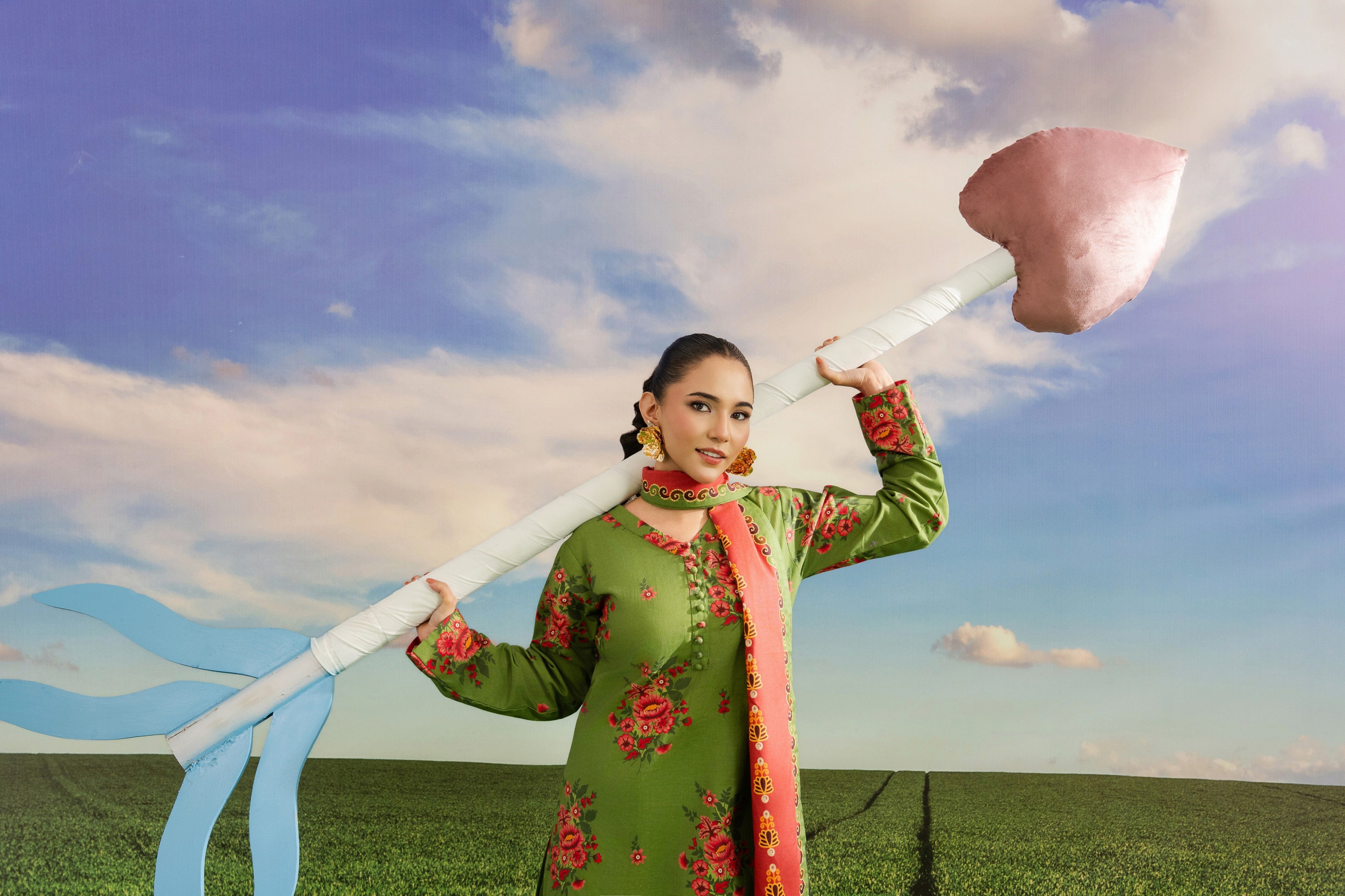 STITCHED 3PC KHADDAR PRINTED WITH PRINTED SHAWL-   ELORIA