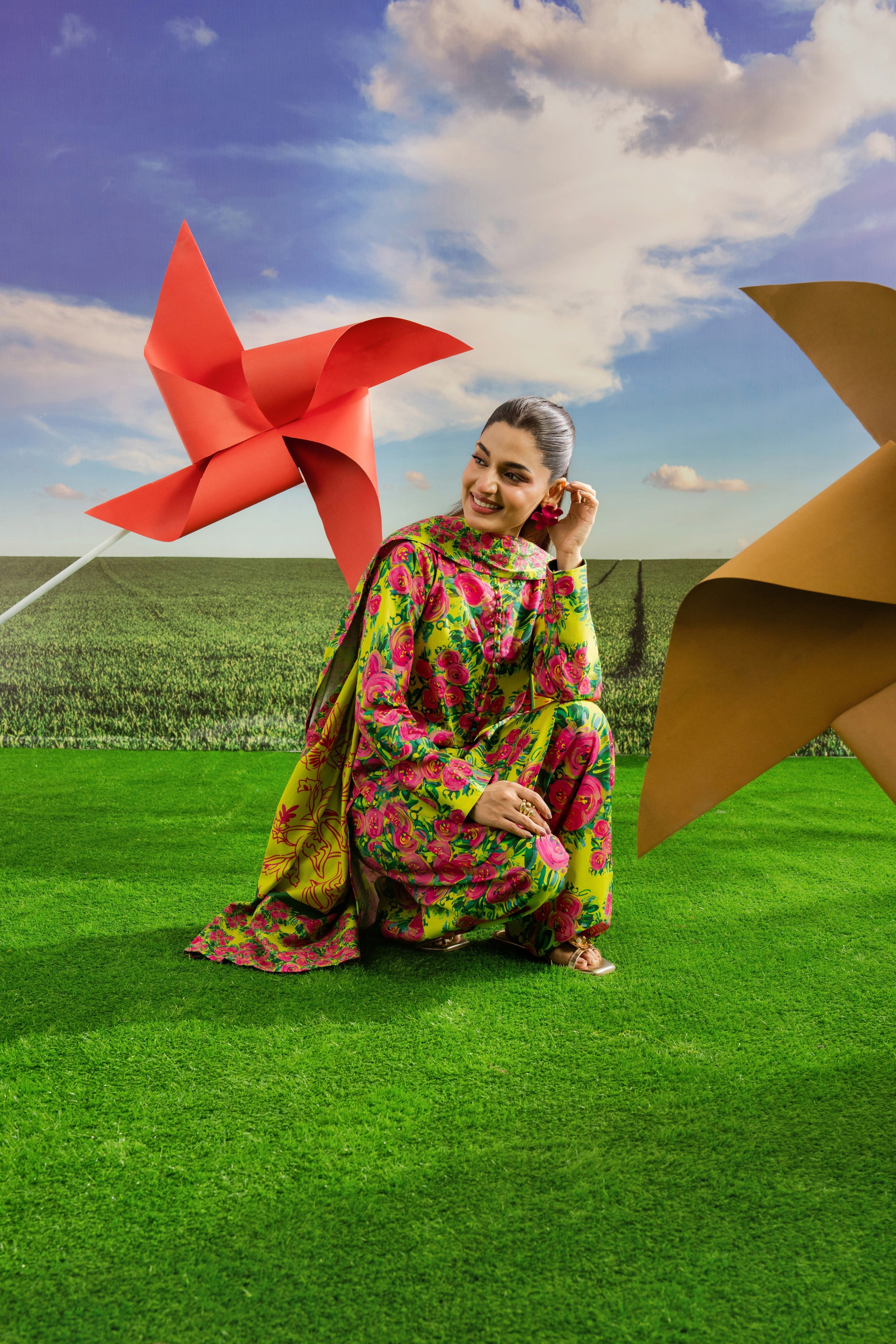 STITCHED 3PC KHADDAR PRINTED WITH PRINTED SHAWL- SYNARA